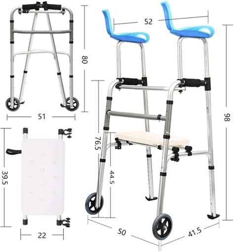 Buy LICHUAN Folding Walker Aid for Elderly Standing Walking Frame with ...