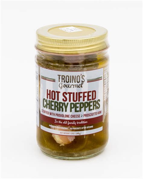 Hot Stuffed Cherry Peppers 12oz - 12/Case - Little Rhody Foods