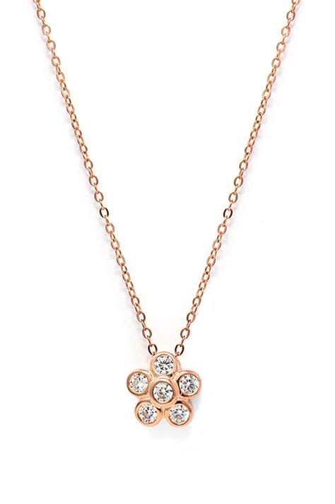 Just A Flower Rose Gold Plated Sterling Silver Chain Necklace | 925 ...