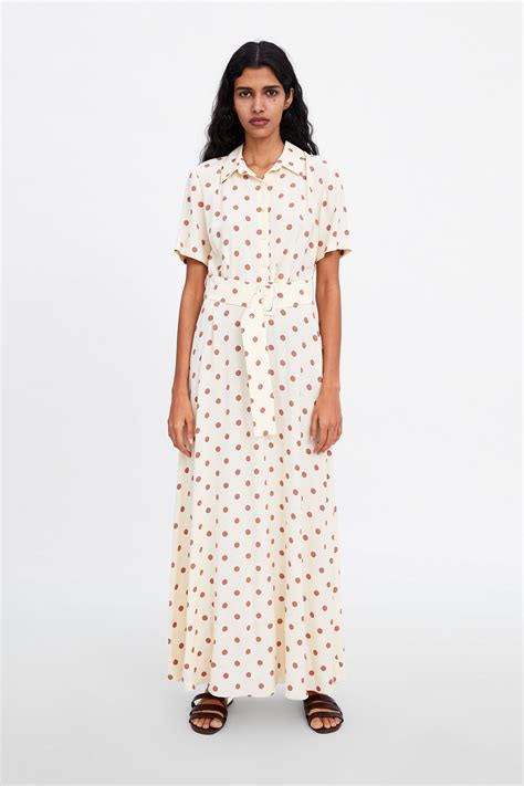 Zara + Long Polka Dot Dress