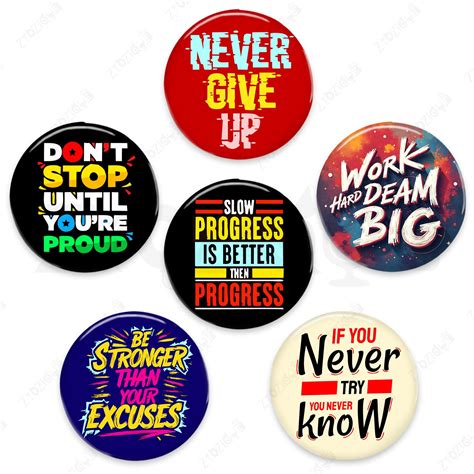 Zyozique® Never Give Up, Work Hard Dream Big Round Pin Badges ...