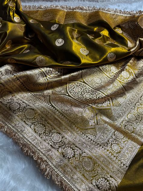 Mehandi Chand Tara Satin Silk Saree with Gotta Patti – ZAIRA