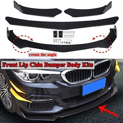 AUTO MT Universal JDM 3-pcs Front Bumper Splitter Car Front Lip Chin ...