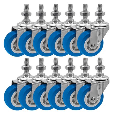 FactorDuty 2 Inch BLUE Caster Wheel 3/8"-1.2" Threaded Stem Mount ...