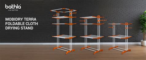 Bathla 4 Level Modular Cloth Drying Stand with Wheels - Rustproof ...