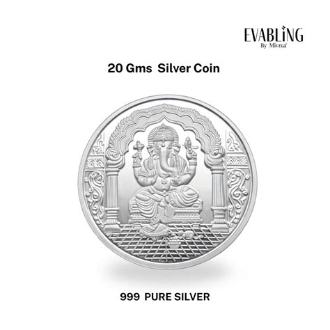20gm Ganesha Silver Coin | 999 Pure Silver Coins | Evabling By Mivraa