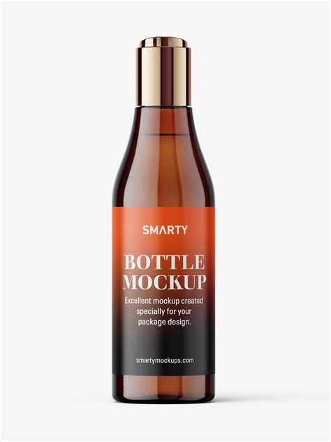 Curved bottle with disctop mockup / amber - Mockups Design