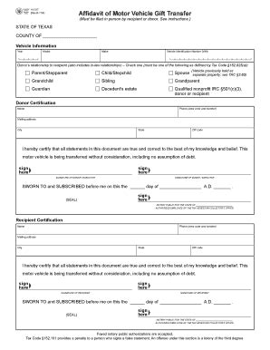 Affidavit Of Motor Vehicle Gift Transfer - Fill Online, Printable ...