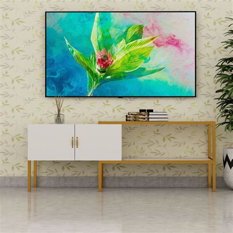 Entertainment Unit, White Color TV Unit, TV Unit with Shutter & Open S ...