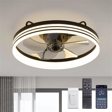LUDOMIDE Ceiling Fans with Lights, Flush Mount Ceiling Fan with Lights ...