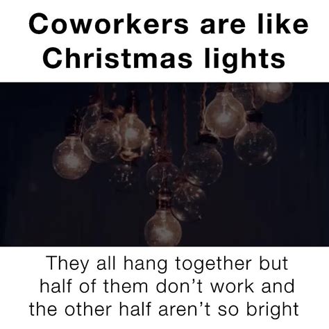 Coworkers are like Christmas lights They all hang together but half of ...