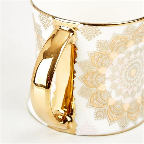 Buy Ebony Mandala Set of 6 Bone China Printed Coffee Mugs - 200ml from ...