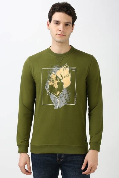 Buy Men Olive Graphic Print Crew Neck Sweatshirt Online - 39709493 ...