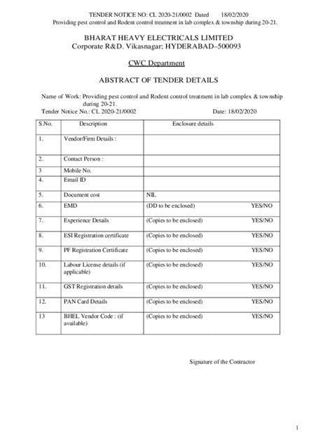 Fillable Online Providing Pest Control Services at ICD/ Tughlakabad Fax ...