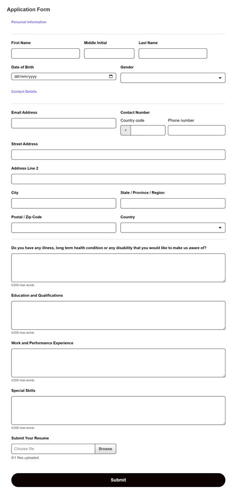 Application Form Format 的图像结果