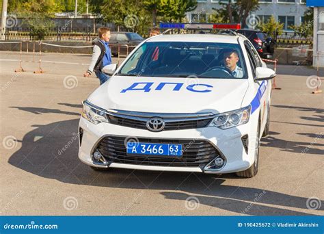 Russian Police Patrol Car, on a City Street on a Summer Day. Editorial ...