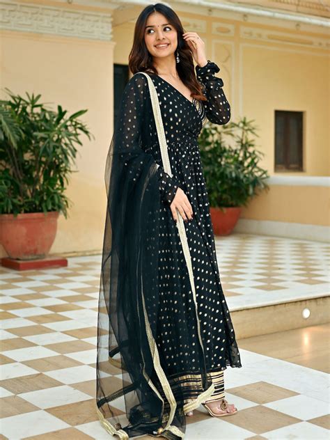 Black Georgette Anarkali Set