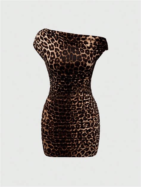 ROMWE Grunge Punk Y2K Gyaru Leopard Print Sexy Asymmetrical Neck ...