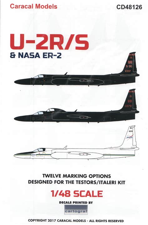 Buy Caracal Models CARCD48126 1:48 Decals - U-2R U-2S & NASA ER-2 ...