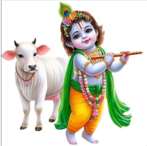 V TO H DECOR Beautiful Krishna with Cow Wall Sticker for Kids Room ...