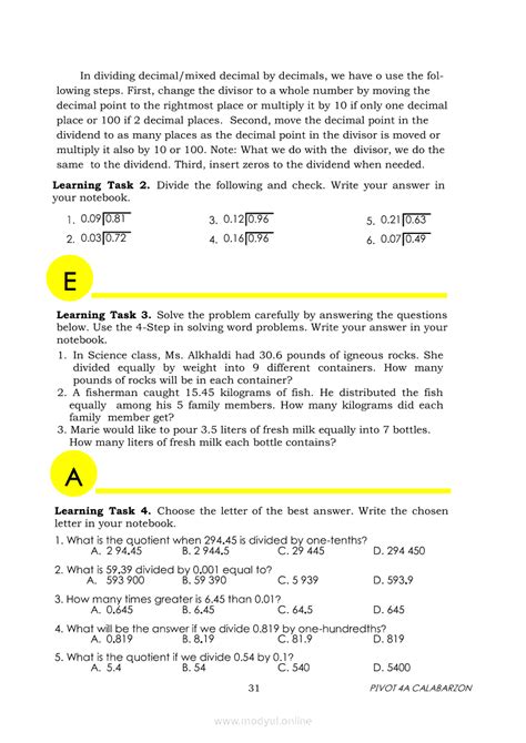 Image result for Pivot Learning Module Grade 6