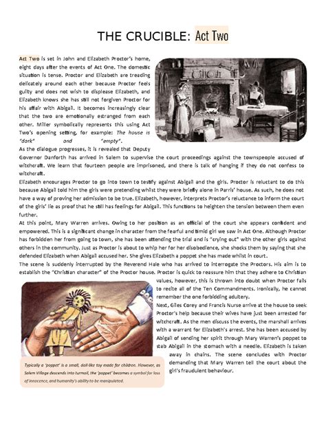 THE Crucible act 2 - THE CRUCIBLE: Act Two Act Two is set in John and ...