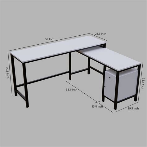 Maru l shaped Executive Desk with storage Design in white finish I ...