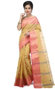 Buy WoodenTant Woven Tant Pure Cotton Beige Sarees Online @ Best Price ...