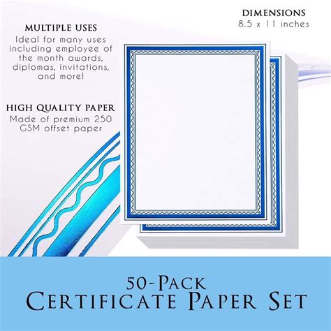 Best Paper Greetings Certificate Paper with Blue Foil Border, Award ...