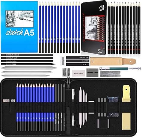Corslet 47 Pieces Pencil Kit Professional Graphite Charcoal Sketch Kit ...