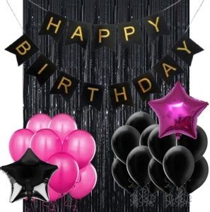 Wonder Beautiful Birthday Decoration kit Birthday Banner, Black ...