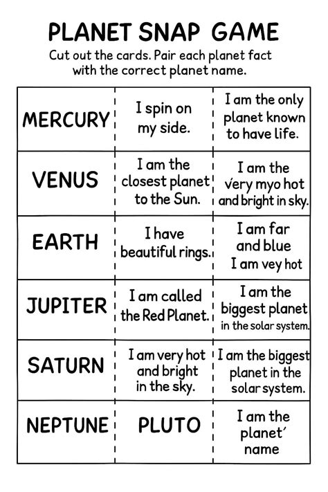 Planet Snap Game Worksheet - Download & Print Now!