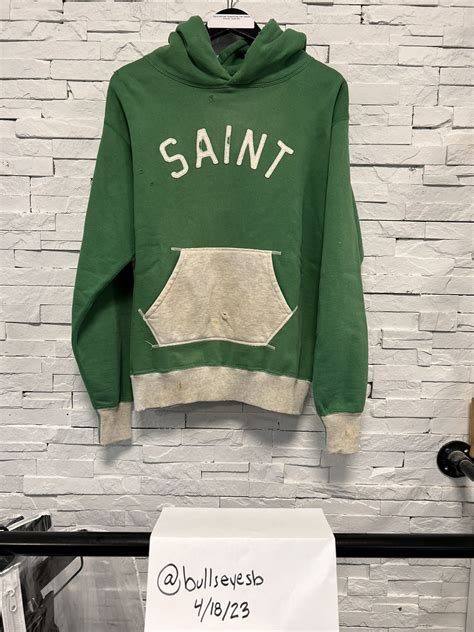 Saint Michael Saint Michael Green/Grey Felt Hoodie | Grailed