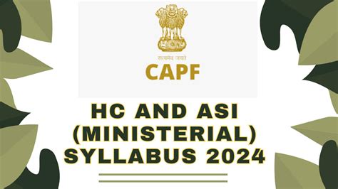 CAPF HC and ASI Ministerial Syllabus 2024, Check Exam Pattern Here