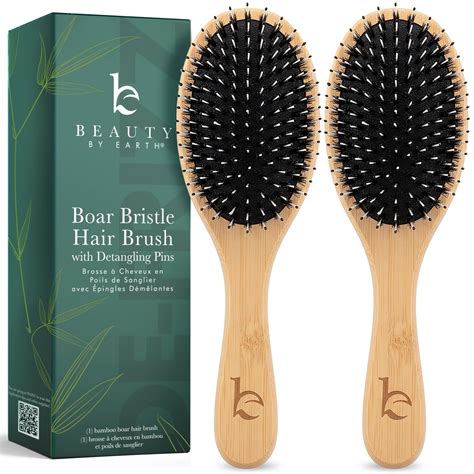 BeautybyEarth Boar Bristle Hair Brush - Smoothes & Detangles All India ...