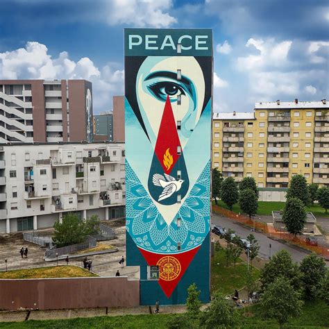 "Tear Flame Peace" Mural in Milan, Italy - Obey Giant