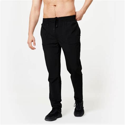 Men Gym Trackpant Convertible, Jog Fit, Quick Dry, Zip Pockets, 500 - Black