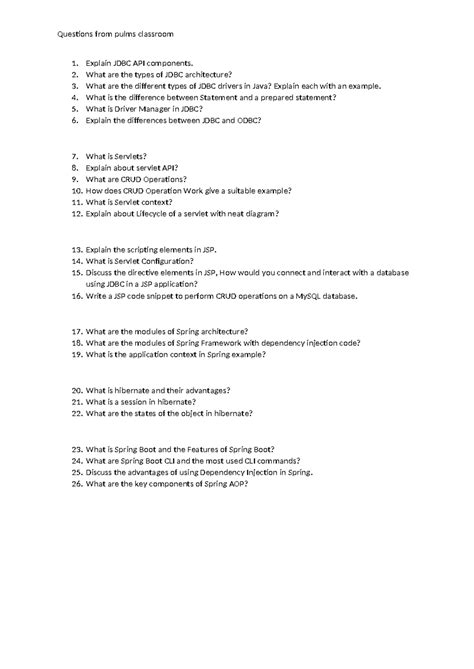Erp question bank - Questions from pulms classroom 1. Explain JDBC API ...