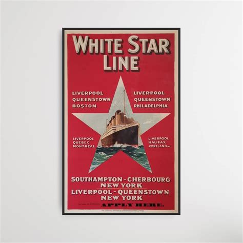 White Star Line - Liverpool to New York | Vintage lithograph | PlakatKunst
