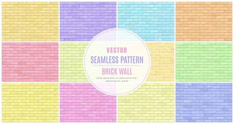 Colorful block brick wall seamless pattern collection set texture ...
