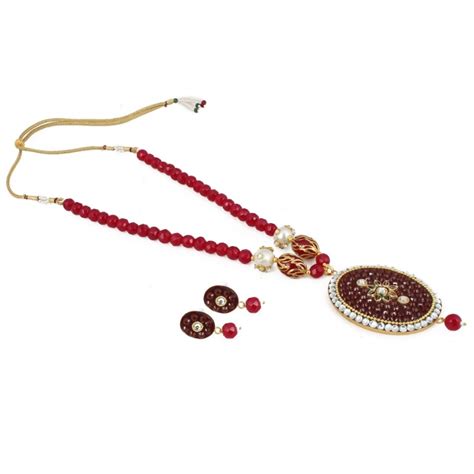 YD Women's Stylish Maroon Golde Plated Traditional Kundan Necklace Set ...