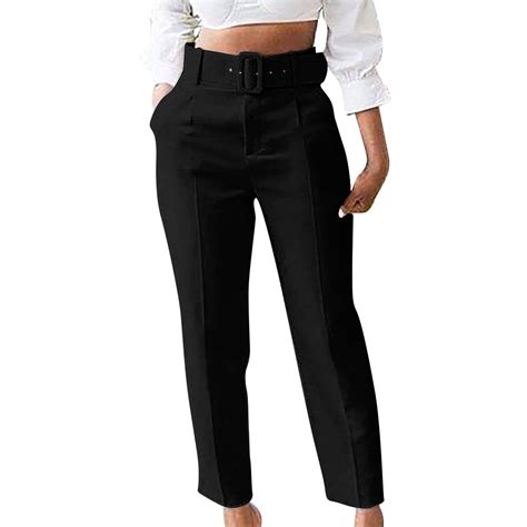 TMOYZQ Women's Dress Pants with Pockets, High Waisted Straight Leg ...