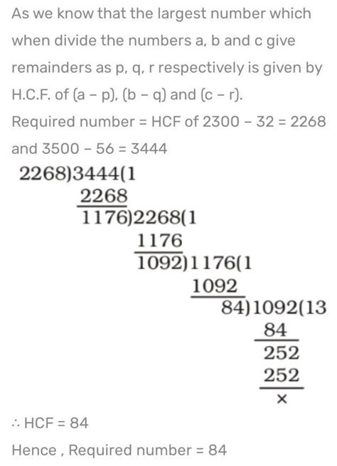 find the greatest number which divided 2300 and 3500 leaving 32 and 56 ...