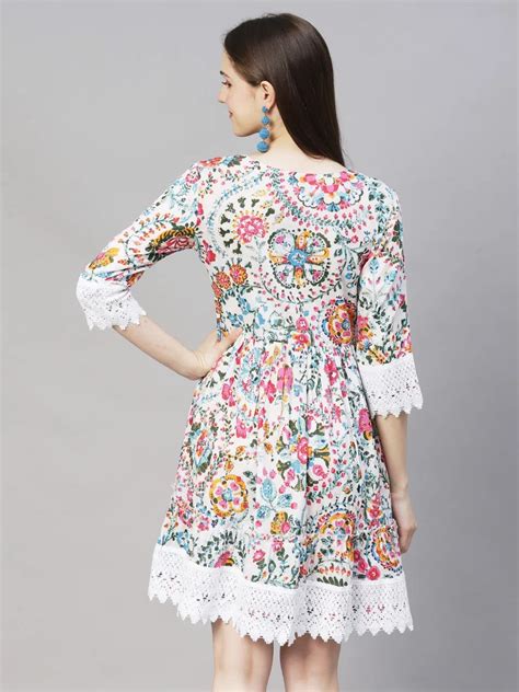 Floral Printed A-Line Midi Dress - Off White – Morpunkhi