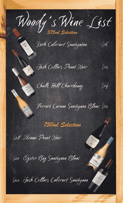 Wine List - Woodstocks Pizza | Legendary Pizza, Salads & Desserts