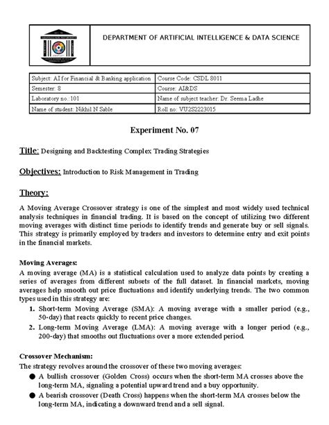 AIFB EXP 7 - Designing & Backtesting Trading Strategies for CSDL 8011 ...