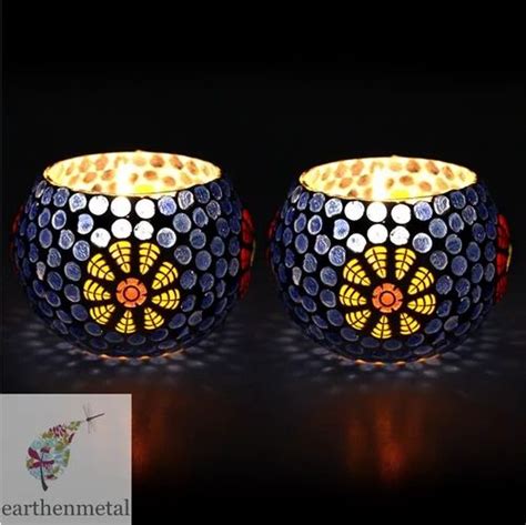 Mosaic Glass Candle Holder - Glass Shaped Candle Holder Trader ...