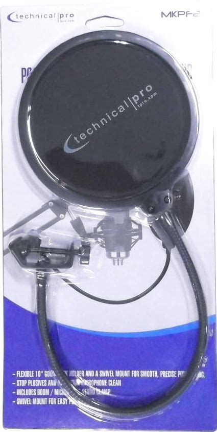 Buy Technical Pro 6'' Stand Clamp on Microphone Pop Filter Studio Mic ...