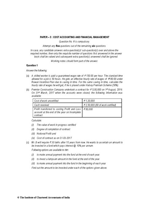 CAFM Nov 17 Suggested - PAPER – 3 : COST ACCOUNTING AND FINANCIAL ...