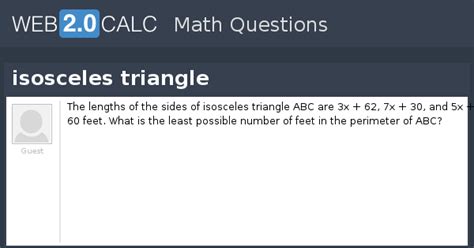 View question - isosceles triangle